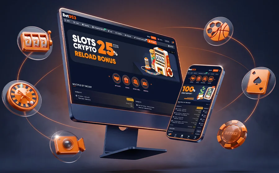 BET953 online casino interface and game categories