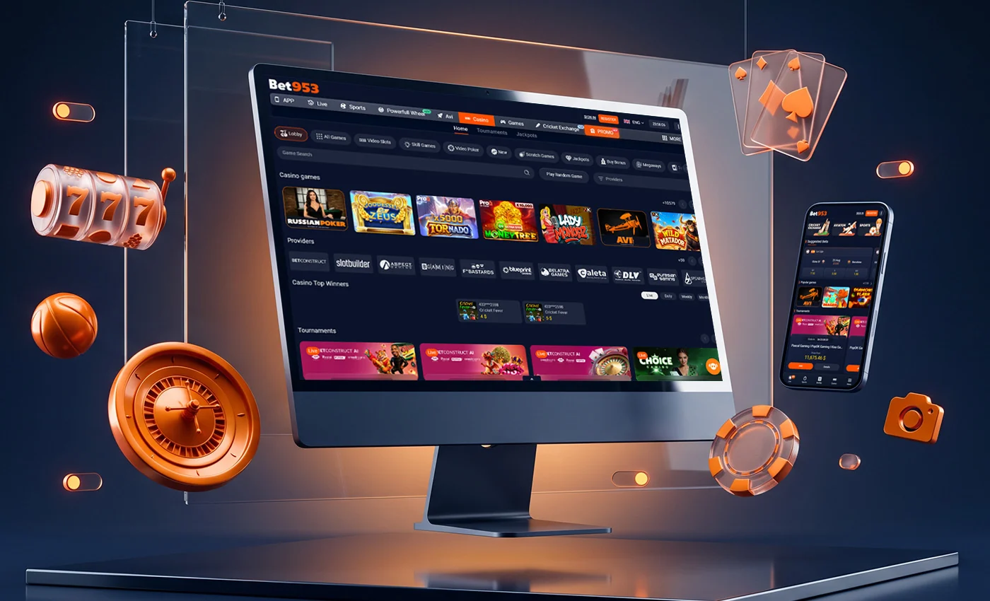 BET953 real-money online casino lobby and games